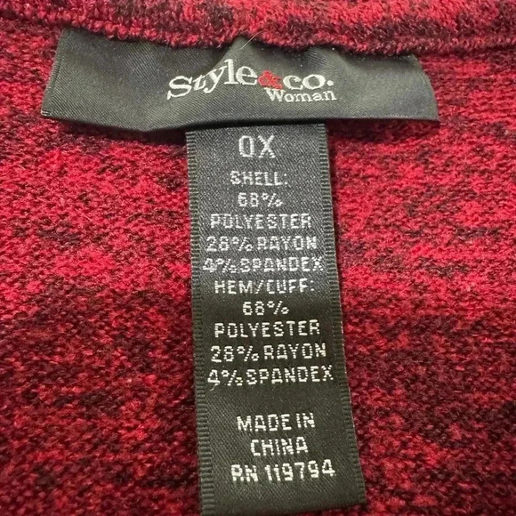 Style & Co Red/Black sweater  - Size 0X - Picture 3 of 5